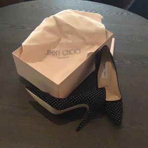 Jimmy Choo black suede heels w mini studs